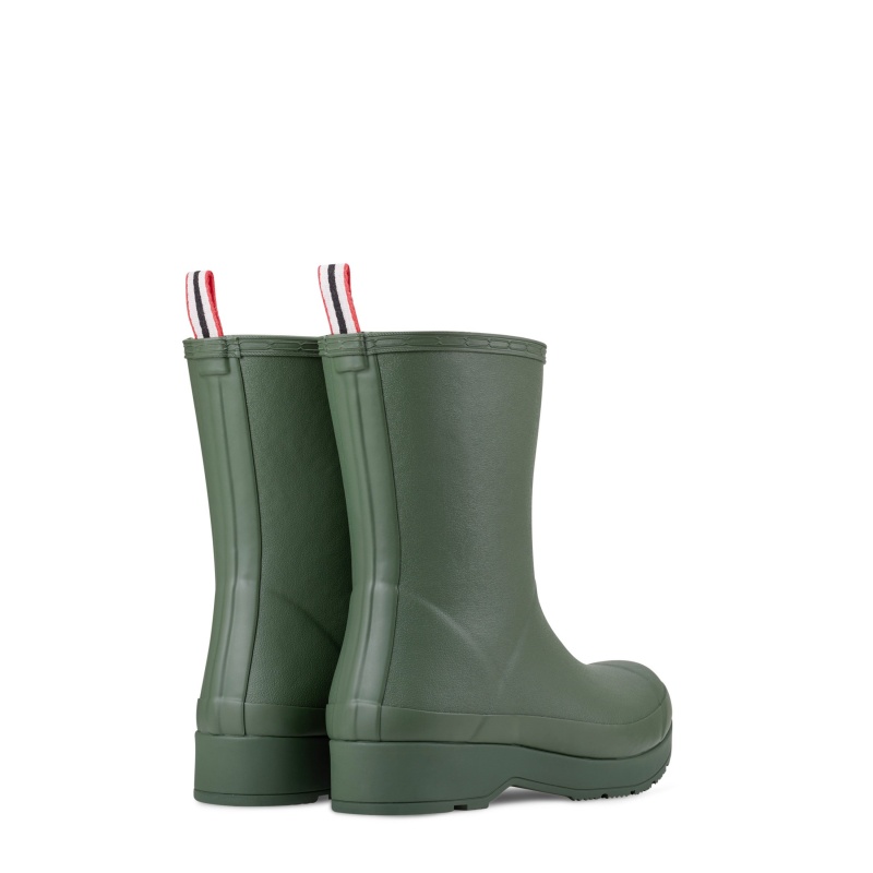 Hunter Boots PLAY Insulated Vegan Shearling Mid Rain Boots Flexing Green/White Willow | 83596-OSRU