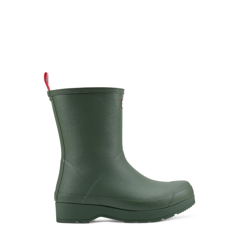 Hunter Boots PLAY Insulated Vegan Shearling Mid Rain Boots Flexing Green/White Willow | 83596-OSRU