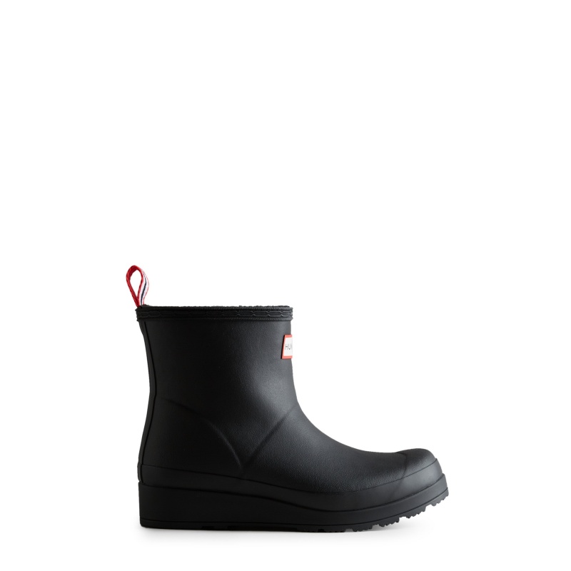 Hunter Boots PLAY Insulated Vegan Shearling Short Rain Boots Black | 95037-VCHM