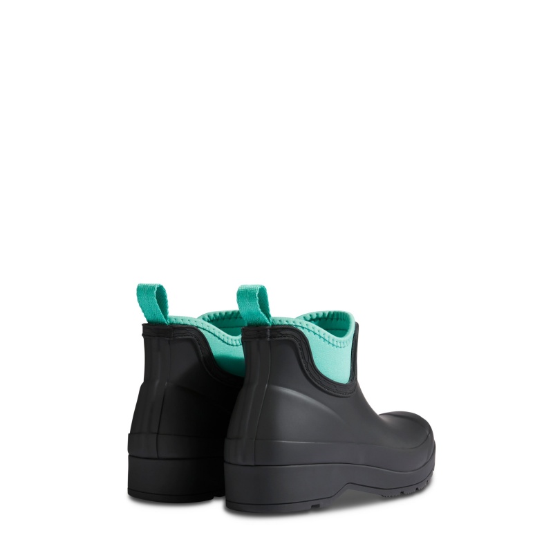 Hunter Boots PLAY Neoprene Chelsea Boots Black/Thrum Green | 78035-JOLV