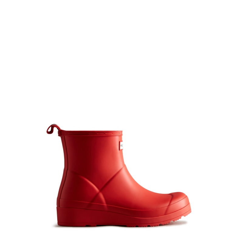 Hunter Boots PLAY Short Rain Boots Logo Red | 07126-UTDS