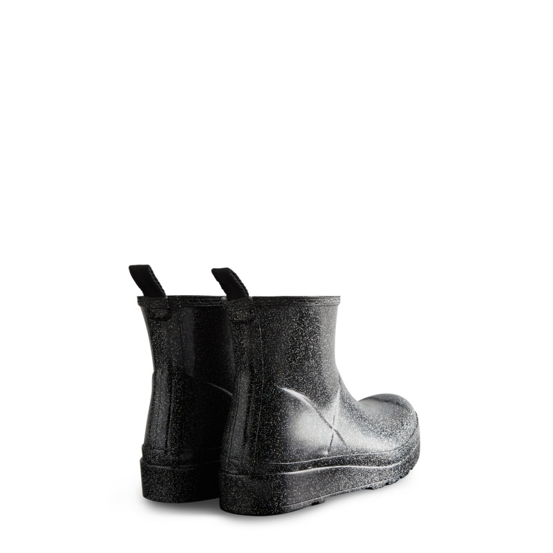 Hunter Boots PLAY Starcloud Glitter Short Rain Boots Black | 54213-QRVC