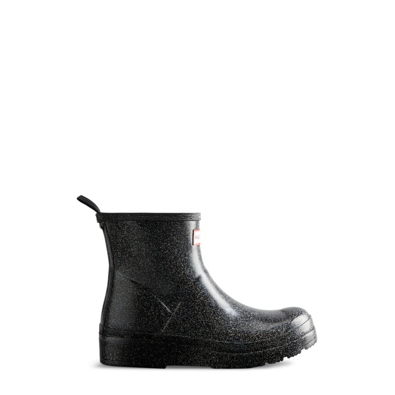 Hunter Boots PLAY Starcloud Glitter Short Rain Boots Black | 54213-QRVC
