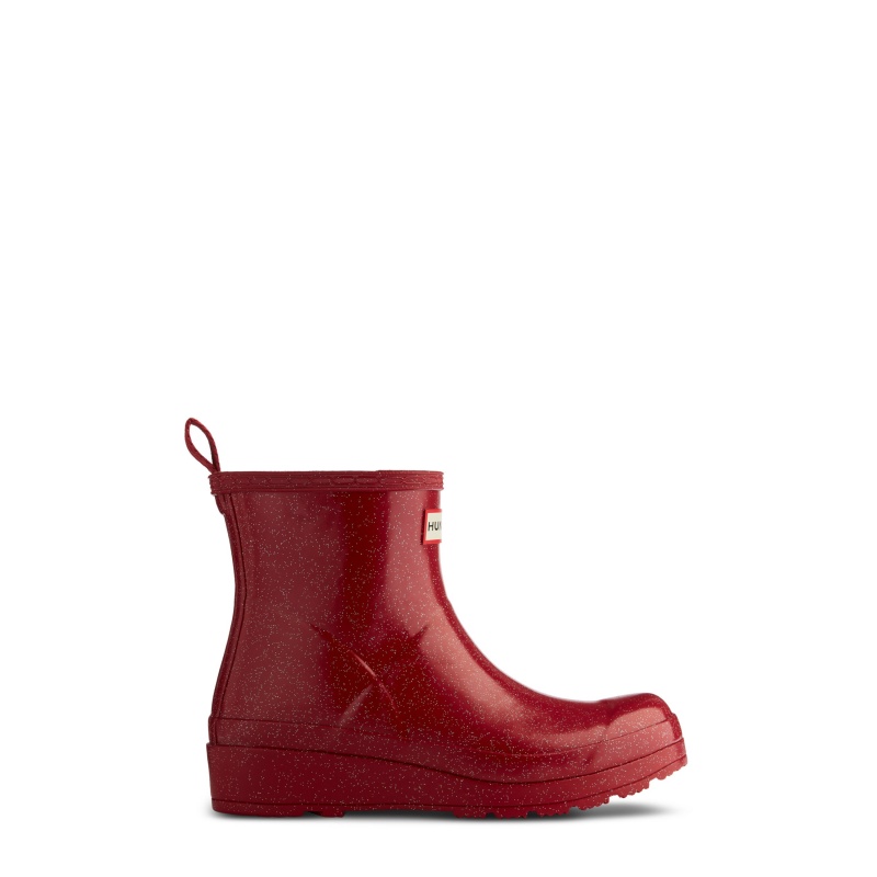 Hunter Boots PLAY Starcloud Glitter Short Rain Boots Vital Burgundy | 41382-KROI