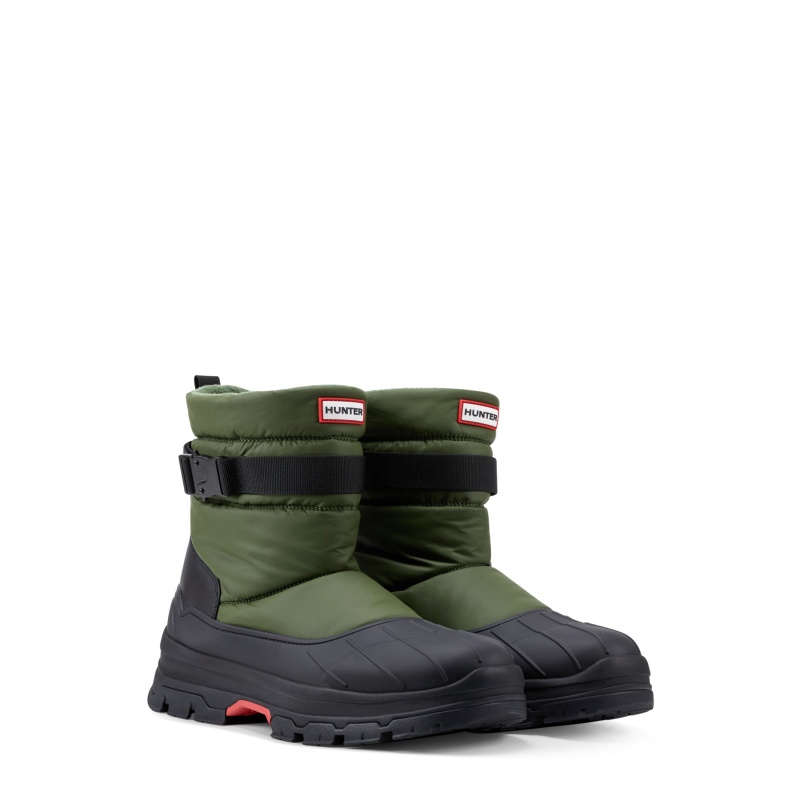 Hunter Boots Short Buckle Snow Boots Flexing Green/Black | 73820-XEVD