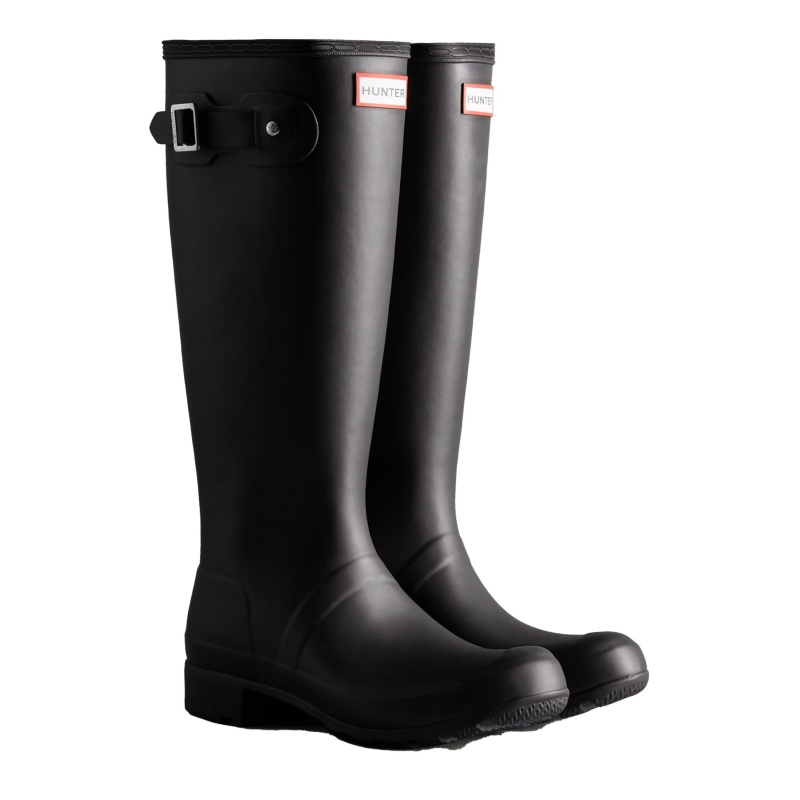 Hunter Boots Tour Foldable Tall Rain Boots Black | 62057-HJWE