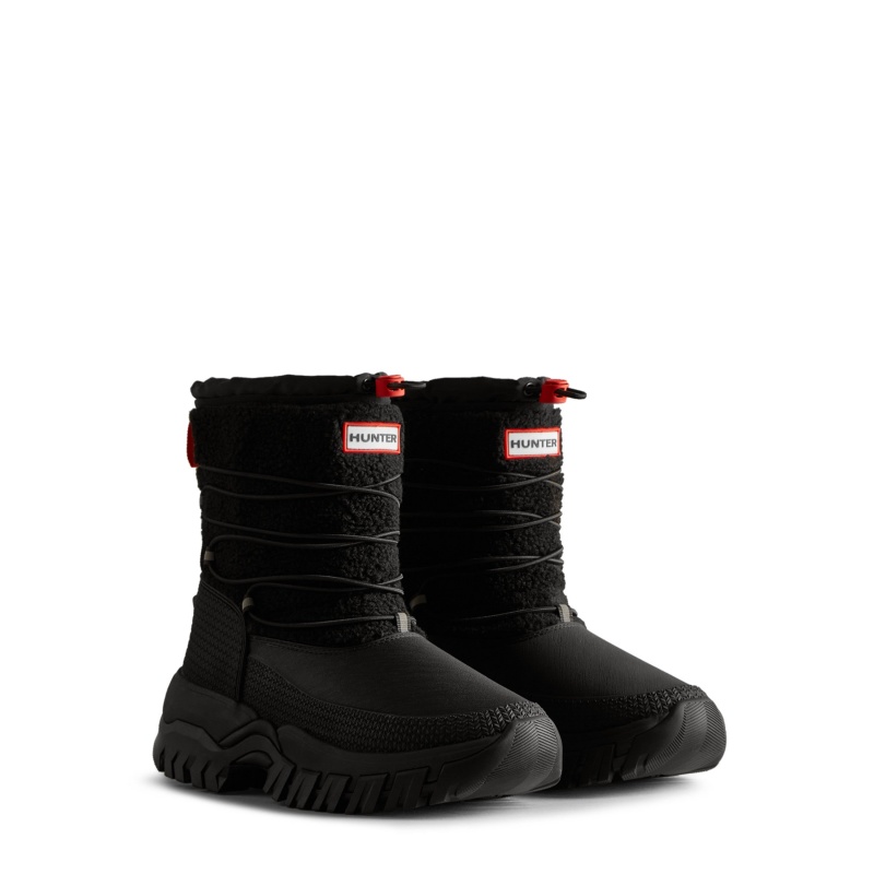 Hunter Boots Wanderer Insulated Vegan Shearling Short Snow Boots Black | 21354-VQDY