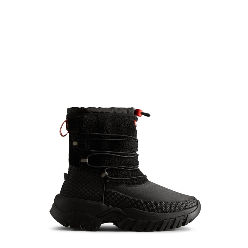 Hunter Boots Wanderer Insulated Vegan Shearling Short Snow Boots Black | 21354-VQDY