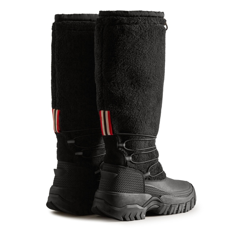 Hunter Boots Wanderer Insulated Vegan Shearling Tall Snow Boots Black | 85491-DWLJ 